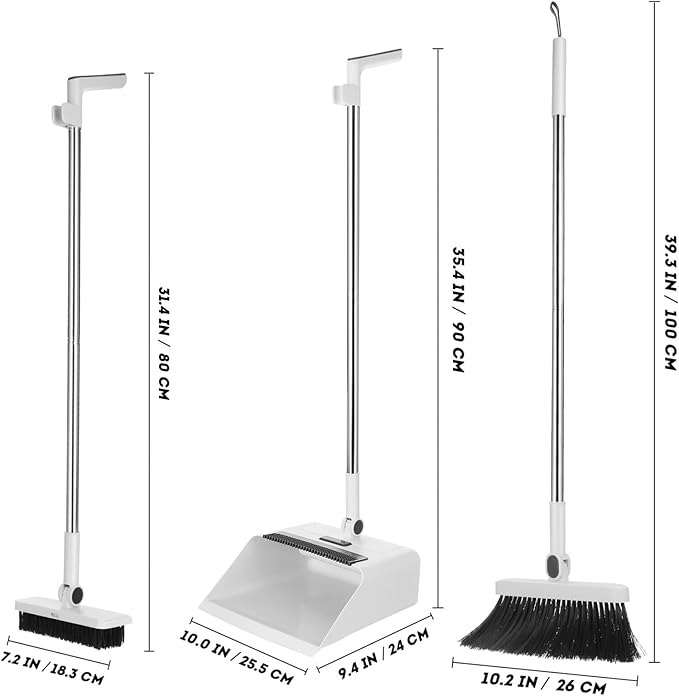 Foldable Broom and Dustpan Set 3-in-1 with Long Handle Compact Design for Indoor and Outdoor Cleaning Home Kitchen Sweeping Tool