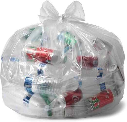 Aluf Plastics 56 Gallon 1.5 MIL (equivalent) Thick Clear Heavy Duty Trash Bags - 43 x 46 - Pack of 400 - for Recycling Kitchen Contractor &amp Outdoor