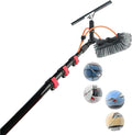 Window Cleaning Rod Telescopic Brush 18ft/5.4m Water Inlet Retractable Brush Cleaning Photovoltaic and Solar Panel Windows9M/30FT