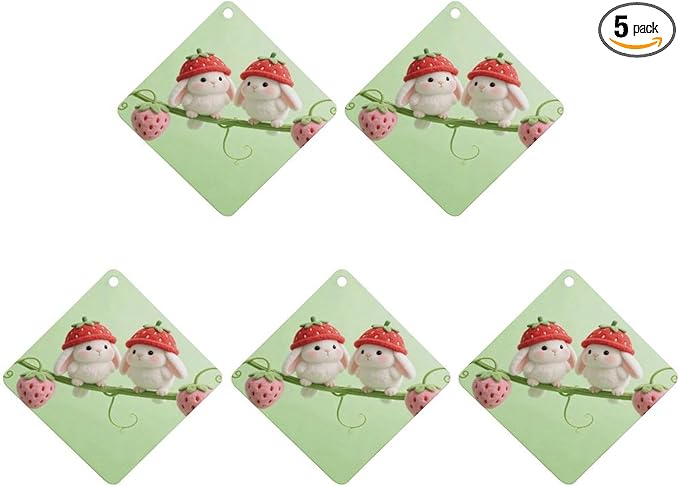 5PCS Car Air Freshener Hanging Personalized Double Sided Strawberry Chicks Car Fresheners Long Lasting New Cars Scents Cute Automotive Freshies for Closets Drawers (tea)