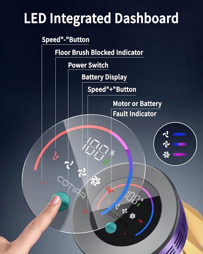 Cordless Vacuum Cleaner 650W 55KPA 60 Mins Vacuum Cleaners for Home Powerful Stick Vacuum Green Light Anti-Tangle &amp Sofa Brush Rechargeable Wireless Vacuum for Pet Hair/Carpet/Hardwood FloorGol