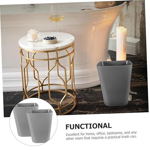 2Pcs Plastic Square Trash Bin Small for Bathroom Bedroom Office Kitchen Portable Wastebasket with Large Capacity Easy-Clean Design