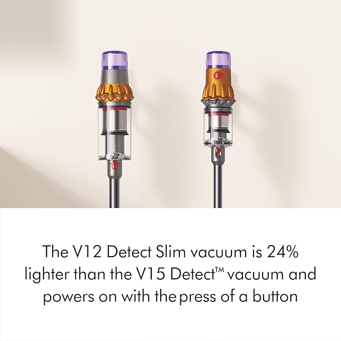 Dyson V12 Detect Slim Cordless Vacuum CleanerYellow/Iron (Renewed) Large