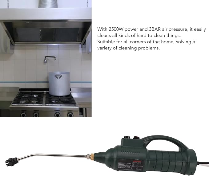 Steam Cleaner Highly Efficient 2500W Handheld Steam Cleaner Intelligent with 2 Nozzles for Floor (Military Green US Plug 220V)
