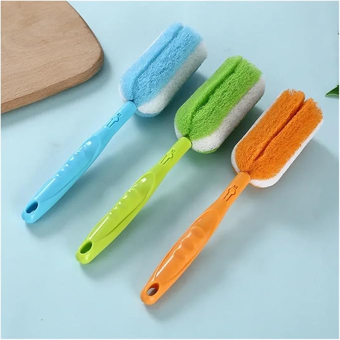 Water Cup Cleaning Brush Long Handle Sponge Washing Kitchen Baby Bottle(Orange)
