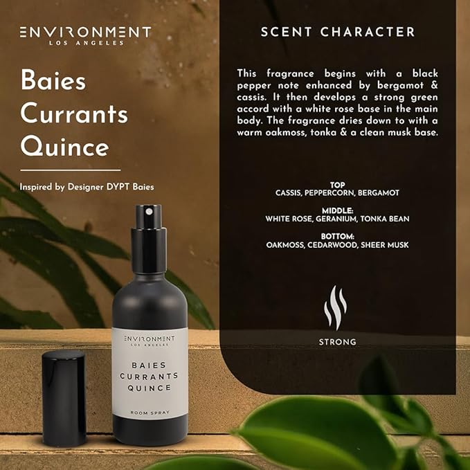 ENVIRONMENT Inspired by Designer Perfume DYPT Room Spray 100ml Air Freshener (Baies | Currants | Quince) Home Fragrance Accessories Room Perfume Room Deodorizer Vegan &amp Cruelty-Free
