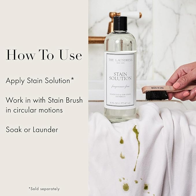The Laundress Stain Solution Laundry Stain Remover Treatment for Makeup Red Wine Coffee Grass 16 oz Stain Brush Laundry Brush for Clothes Stain Removal Small Brush for Cleaning
