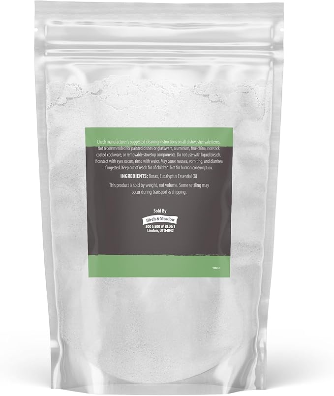 BIRCH &amp MEADOW Borax with Eucalyptus Essential Oil 1.5 lb Fresh Scent Cleaning &amp Laundry (Pack of 2)