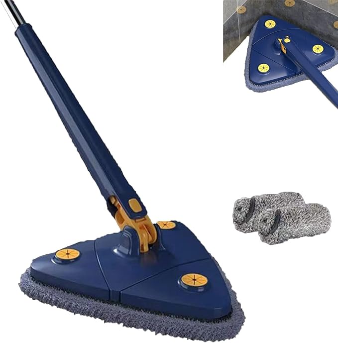 360° Rotating Adjustable Cleaning Mop Triangle Cleaning Mop with Automatic Water Squeezing Telescopic Rotating Walls Ceilings Windows 12027(D)