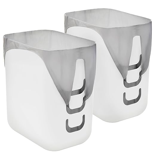 STORi Luup Bathroom Wastebasket 2pk Secure Grocery Bags Plastic Garbage Container for Vanity Laundry Room Kitchen Office 2.5 Gallon White Made in USA