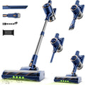 Cordless Stick Vacuum Cleaner - 45KPA Powerful Suction Vacuum with 45 Min Runtime Detachable Battery Anti-Tangle &amp 1.5L Dust Cup 8 in 1 Vacuum Cleaner for Pet Hair Carpet HardFloor Blue