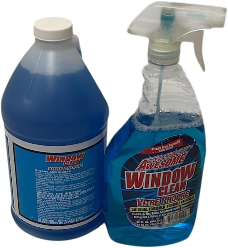 Awesome Window Clean Windshield Cleaner Blue Spray Bottle and Refill Streak-Free Formula