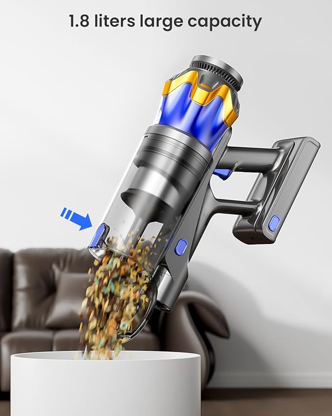Cordless Vacuum Cleaner Upgraded 650W 55KPA 70Mins Cordless Stick Vacuum Cleaner with Self-Standing and Touch Screen Anti-tangle Wireless Vacumm Vacuum Cleaners for Home/Pet Hair/Carpets/Floors