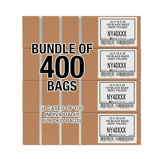 Aluf Plastics 33 Gallon 2.3 MIL Black Heavy Duty Garbage Trash Bags - 33 x 39 - Pack of 400 - For Contractor Industrial Institutional &amp Commercial