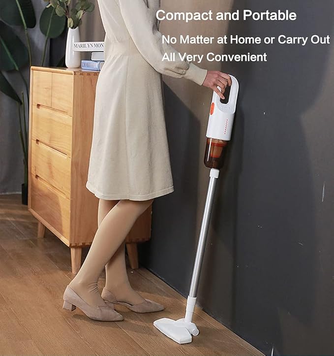 Light Weight Cordless Stick Vacuum Cleaner Powerful Suction Handheld Upright Rechargeable Cordless Vacuum Cleaner with HEPA Filter Stick Vacuum for Pet Hair Hardwood Floors Carpets (Black