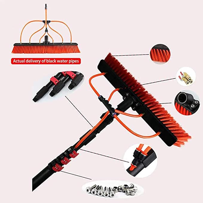 Water Fed Telespole Window Cleaning Extendable Brush Outdoor Window Solar Panel Cleaning High Window Cleaning Tools/6M