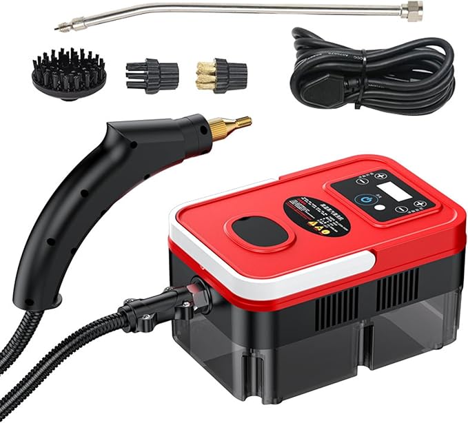 Irishom Steam Cleaner Handheld with 4pcs Accessories Touch Screen 6 Levels Adjustable 15s Fast Steam Deep Cleaning with Portable Handle 1200ml/40.5oz Water Tank