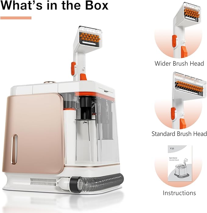 Portable Carpet and Upholstery Cleaner Machine - Multi-Surface Cleaner Couch &amp Rug Shampooer with Powerful Suction Handheld Cleaner for Pets Spot Stain Car &amp Auto Detailer 2 Cleaning Too