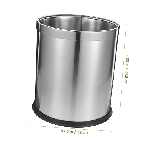 Trash Basket Stainless Steel Dustbin Office Wastebasket Kitchen Garbage Can