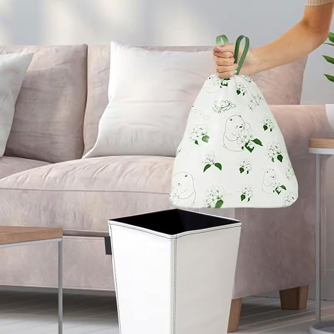 60 count Tear-Free 4 Gallon Trash Bag with Drawstring + 2 pairs Kitchen Dishwashing Gloves + 5 Pack Cleaning Cloth.