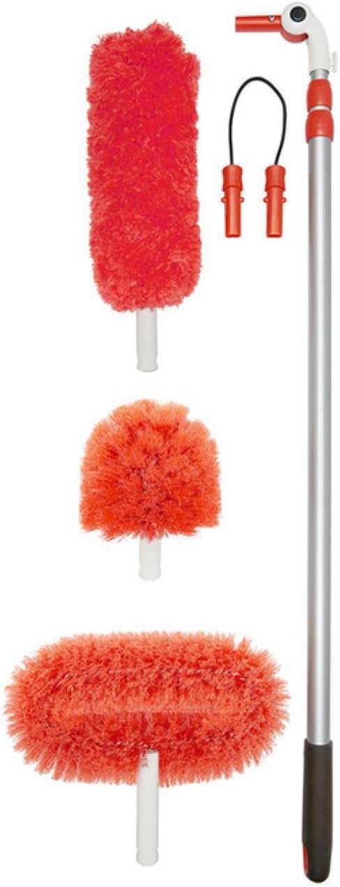 OXO Good Grips 3-in-1 Extendable Microfiber Long Reach Duster with Interchangeable Heads 8 ft