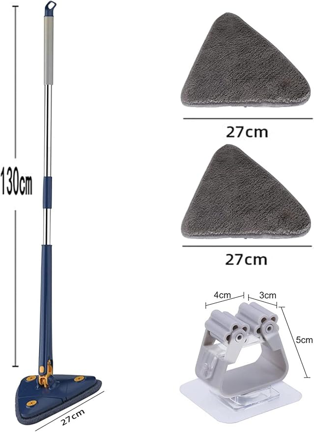 360° Rotating Adjustable Cleaning Mop Triangular Cleaning Mop with Automatic Water Compression Function for Dry and Wet 12027(Medium)