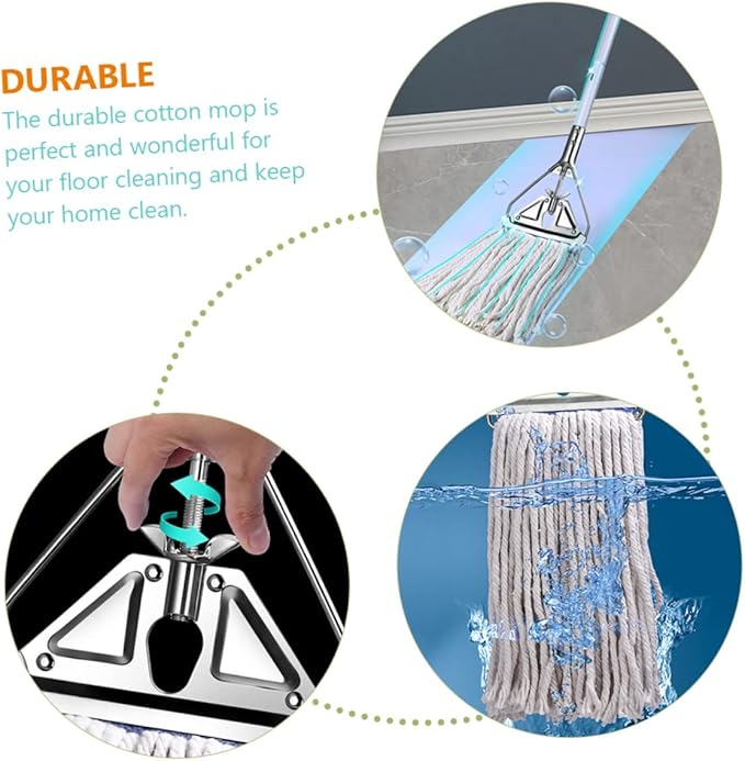 Beaupretty Heavy Duty Cotton Mop for Wet Dry Cleaning Versatile Floor Cleaning Tool for Hardwood Tile and Durable Easy to Operate Non Slip Handle for Household Use