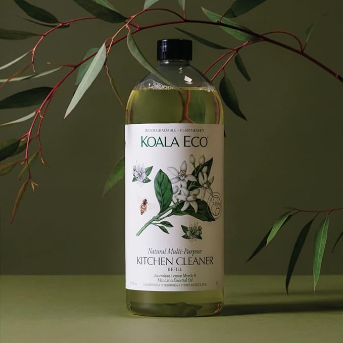 Koala Eco Multi-Purpose Kitchen Cleaner Duo - with Australian Lemon Myrtle &amp Mandarin Essential Oil (16oz + 34oz Refill)