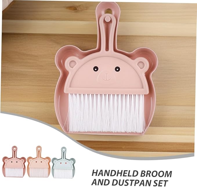 Housoutil 6pcs Small Dustpan and Brush Set Mini Handheld Whisk Broom with Portable Design for Desktop Cleaning Office Keyboard and Bookshelf Use Assorted Blue Light Brown and Wheat