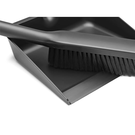 Brabantia Dustpan and Brush Set - Dark Gray | Dust Pan and Brush with Comb | Click-Together Storage | Effective Sweep Up | Space-Saving Cleaning Tool | Hand Brush &amp Pan | 13 x 3.5 x 9.4 in