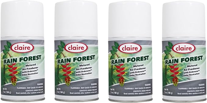 Claire CL114 7 Oz. Rain Forest Metered Air Freshener Aerosol Can (4 Pack)