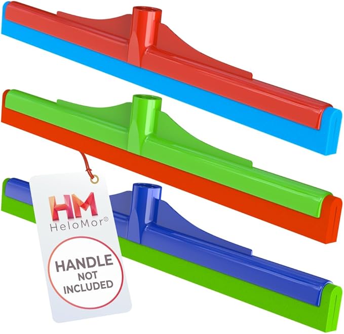 HELOMOR Floor Squeegee Wiper Heads 3-Pack Refill Mop Foam Dual Moss 16 L For Cleaning Indoor Kitchen Households &amp Offices Scooping &amp Drying Water On Wood Parquet Concrete Tile Bathroom Showe