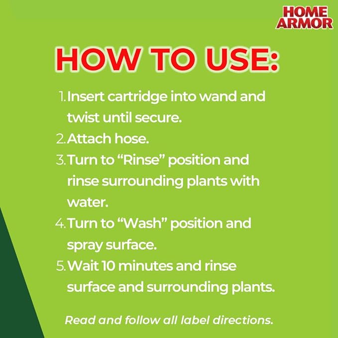 Home Armor Power Clean Wand Outdoor Cleaning System Blasts Away Stains from Mold Mildew Algae Dirt and Grime for Visible Results in Minutes No Scrubbing Required Reusable