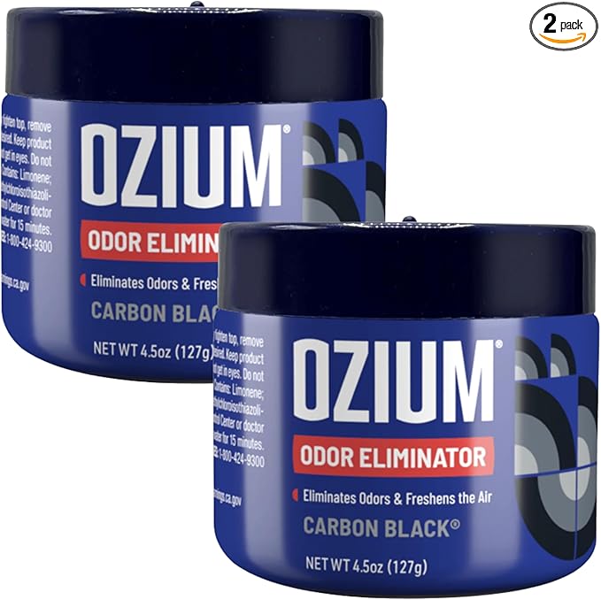 Ozium Air Sanitizer 4.5 oz Gel: Odor Eliminator for Strong Odor Car Air Freshener (Carbon Black 2 Packs)