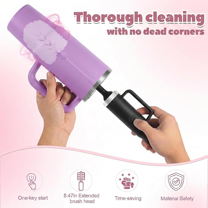 Electric Water Bottle Brush and Straw Cleaner Brush Long Handle Bottle Cleaner Brush 2 in 1 Bottle Cleaning Brush for Sports Bottles Baby Bottles Mugs StrawsStanley Cup