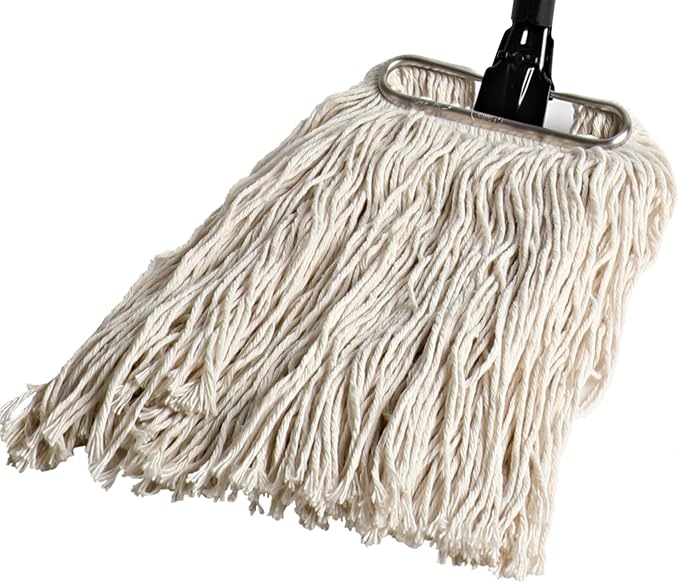 Fuller Brush Wet Mop – Stainless Steel Handle with Hang-Up Hole Heavy Duty Durable Washable Janitorial Floor Mop