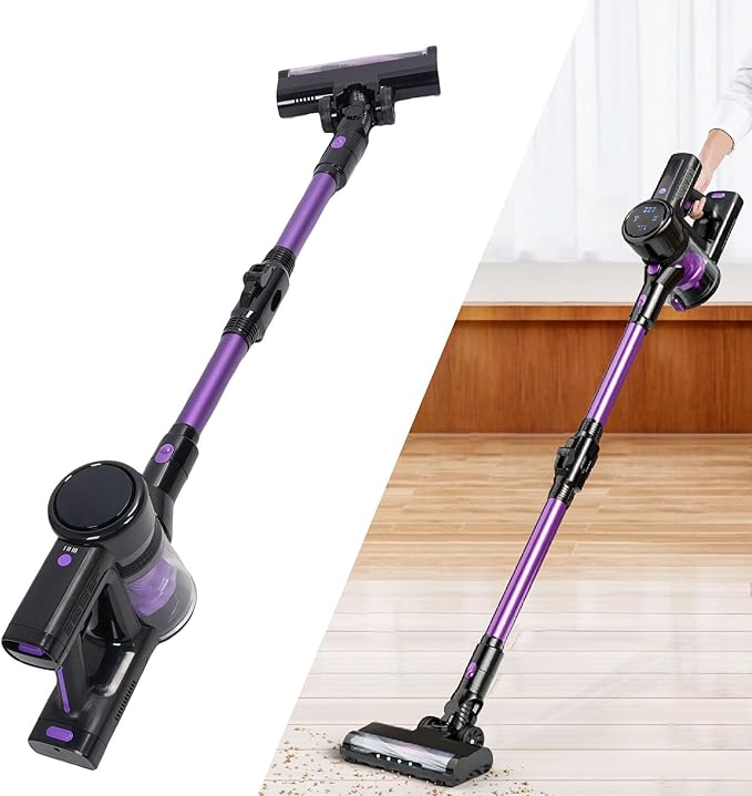 Cordless Vacuum Cleaner 250W Strong Suction 180 Degree Bendable Wand Stick Vacuum for Hardwood Floor Carpets Pet Hair