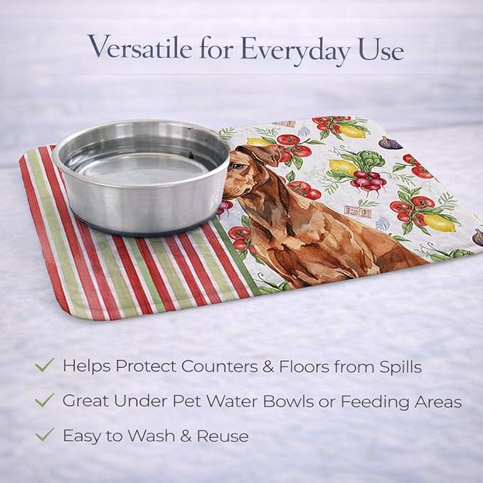 Caroline's Treasures Red German Pinscher Vegetables Dish Drying Mat Absorbent Dish Drying Mat Pad for Kitchen Counter Dish Drainer Mat for Countertop 14 x 21 Multicolor