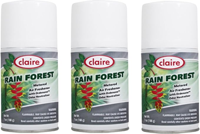 Claire CL114 7 Oz. Rain Forest Metered Air Freshener Aerosol Can (3 Pack)