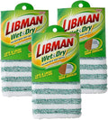 Libman Wet &amp Dry Microfiber Mop Refills | Dust Mop for Hardwood Floors | Wall Mop | Mops for Floor Cleaning | 3 Total Microfiber Mop Pads Included