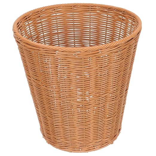 Rattan Trash Can Lid Versatile Woven Wastebasket for Kitchen and Living Room Natural Storage Basket Lightweight and Stylish Rattan Organizer