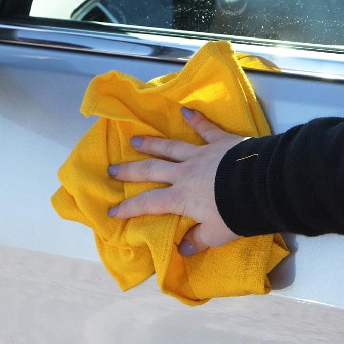 Arkwright Microfiber Huck Towels Pack of 12 Lint Free Surgical Cleaning Cloths for Glass Windows Auto Detailing and Professional Use 16 x 26 in Yellow