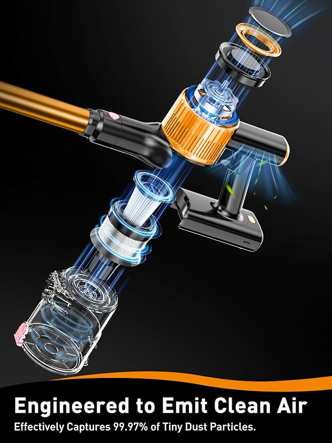 Cordless Vacuum Cleaner 40Kpa 8 in 1 Powerful Suction Lightweight Stick Vacuum Cleaner for Home LED Display 3 Suction Modes 45Mins Detachable Battery Vacuum for Hard Floor Carpet Pet Hairs