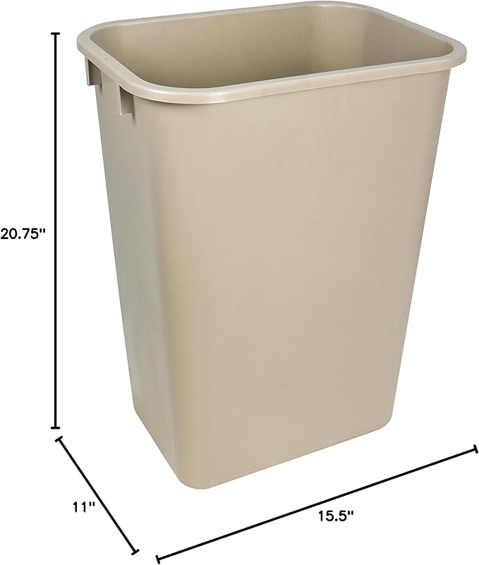Storex Large Waste Basket 15.5 x 11 x 20.75 Inches Beige Case of 4 (STX00704U04C)