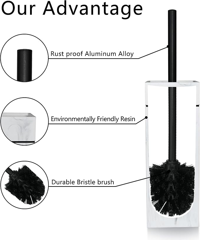 Black Line Design Resin Toilet Bowl Holder and Brush Set Stylish Bathroom Cleaning Tool with Durable Bristles Compact and Functional