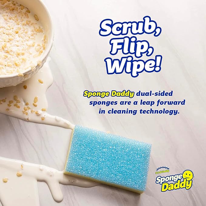 Scrub Daddy Sponge Daddy - Scratch-Free Multipurpose Kitchen &amp Dish Sponge - BPA Free &amp Made with Polymer Foam - Stain &amp Odor Resistant (4 Count)