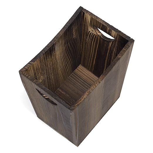 LIANTRAL Wood Trash Can Waste Basket for Bathroom Office Trash Can Rustic Farmhouse Style Wastebasket Bin Small Wastebaskets for Bathroom Office Bedroom Living Room Brown