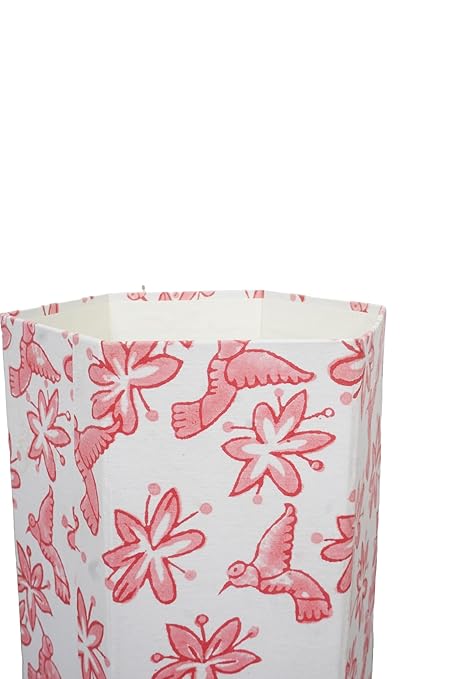 Generic 3.3 Gallon Cotton Hand Block Printed Paper Waste Basket |Small Decorative Trash Can for Housewarming Gifts in Living Room Bedroom Bathroom | Eco-Friendly Plastic-Free (1 PINK BIRD)