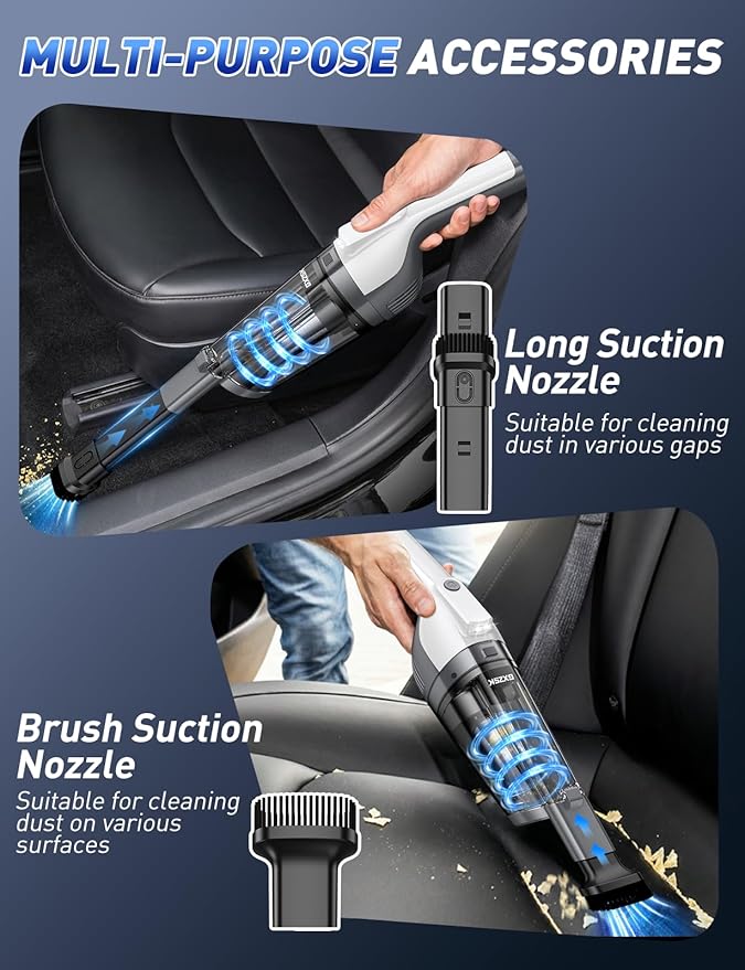 Handheld Vacuum Cordless 15000PA Powerful Suction Hand Held Vacuum Cleaner Car Vacuum Portable Cordless with Large-Capacity Dust Bin &amp LED Light High Power Dust Busters for Home Car Office P