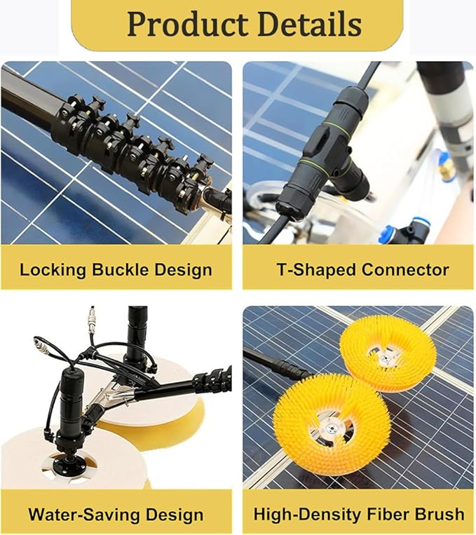 Double Head Window Cleaning Pole Water Fed Pole Kit Window Cleaning Poles Telescopic Brush Extendable Cleaner for Trucks Windows Washing Brush Head